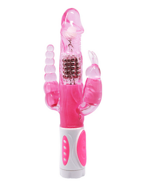 Consolador Rotador Vibrador con Triple Estimulación (Clítoris, Ano y Punto G)