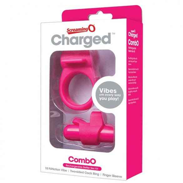 Kit Anillo Y Dedo Vibrador Recargable-Rosado