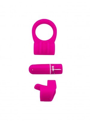 Kit Anillo Y Dedo Vibrador Recargable-Rosado