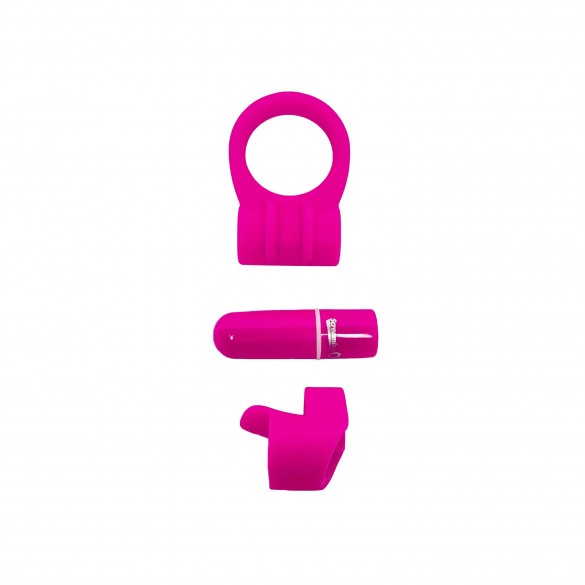Kit Anillo Y Dedo Vibrador Recargable-Rosado